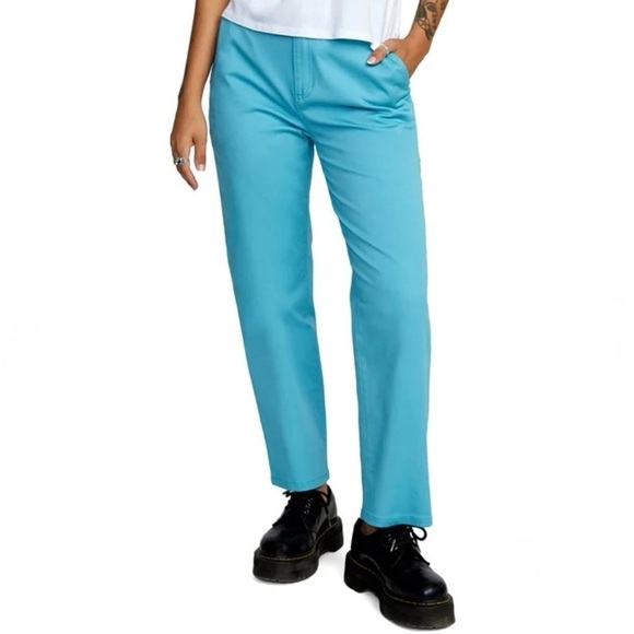 RVCA Pants - Women’s RVCA Weekend Stretch Mid-Rise Straight Leg Pant Pockets Size 27